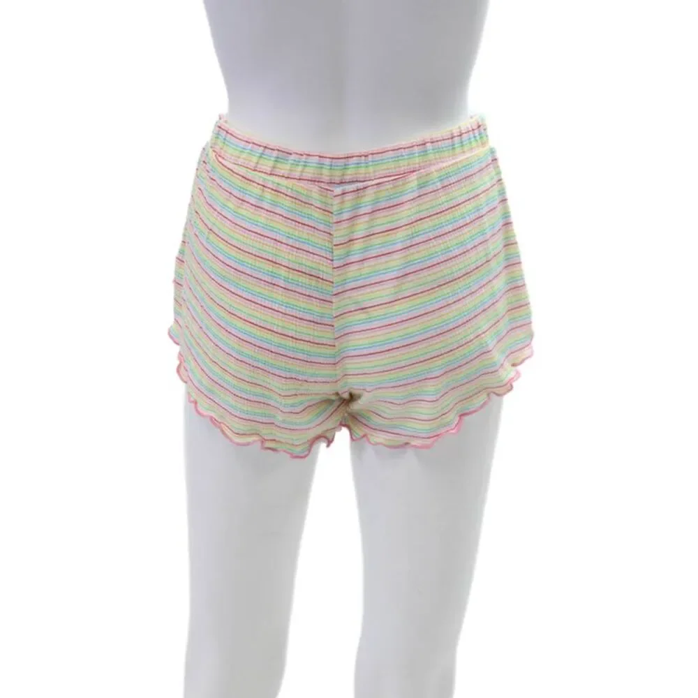 Emerson Road Womens Stripe Short Sleeve Round Neck Pajama Set Multicolor Size XS